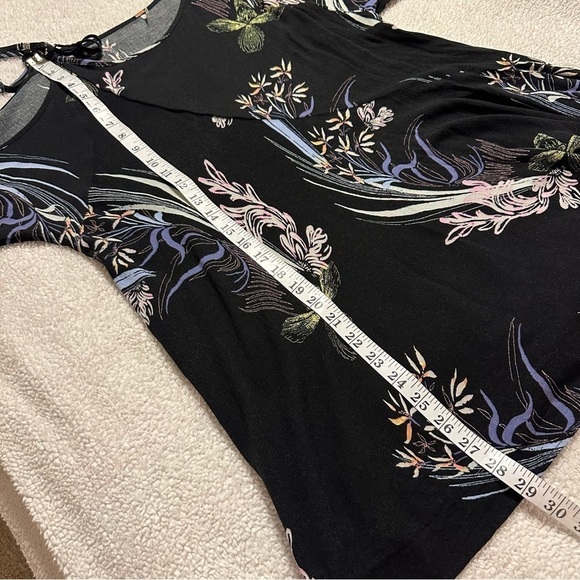 Free People Clear Skies Printed Cold Off The Shoulder Tunic Dress Black Floral - Picture 8 of 15